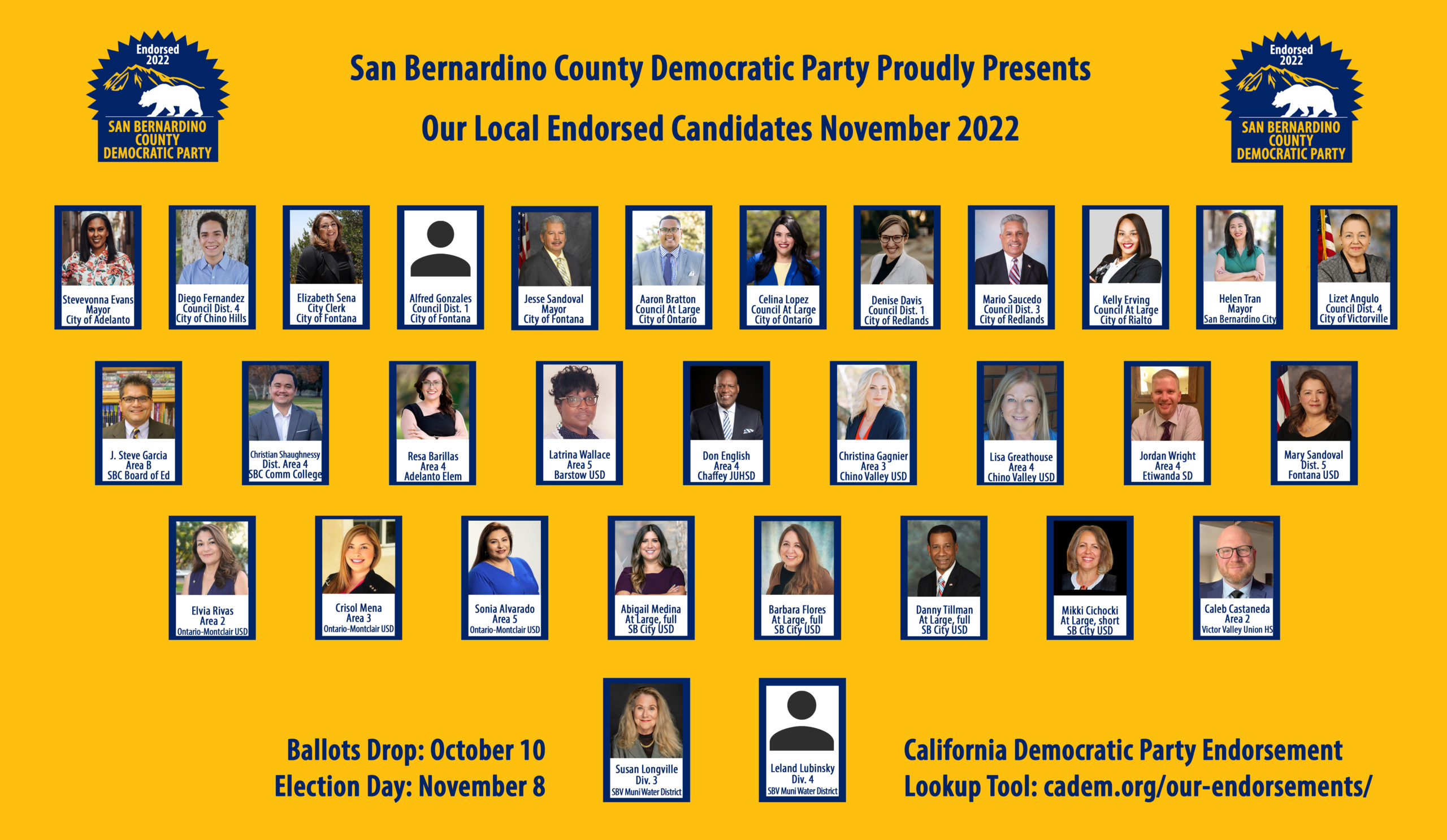 General Election Candidate Endorsements San Bernardino County